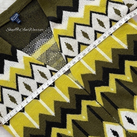 Scoop olive/chartreuse chevron long sweater duster cardigan *shop@iamwarrior - Picture 7 of 11